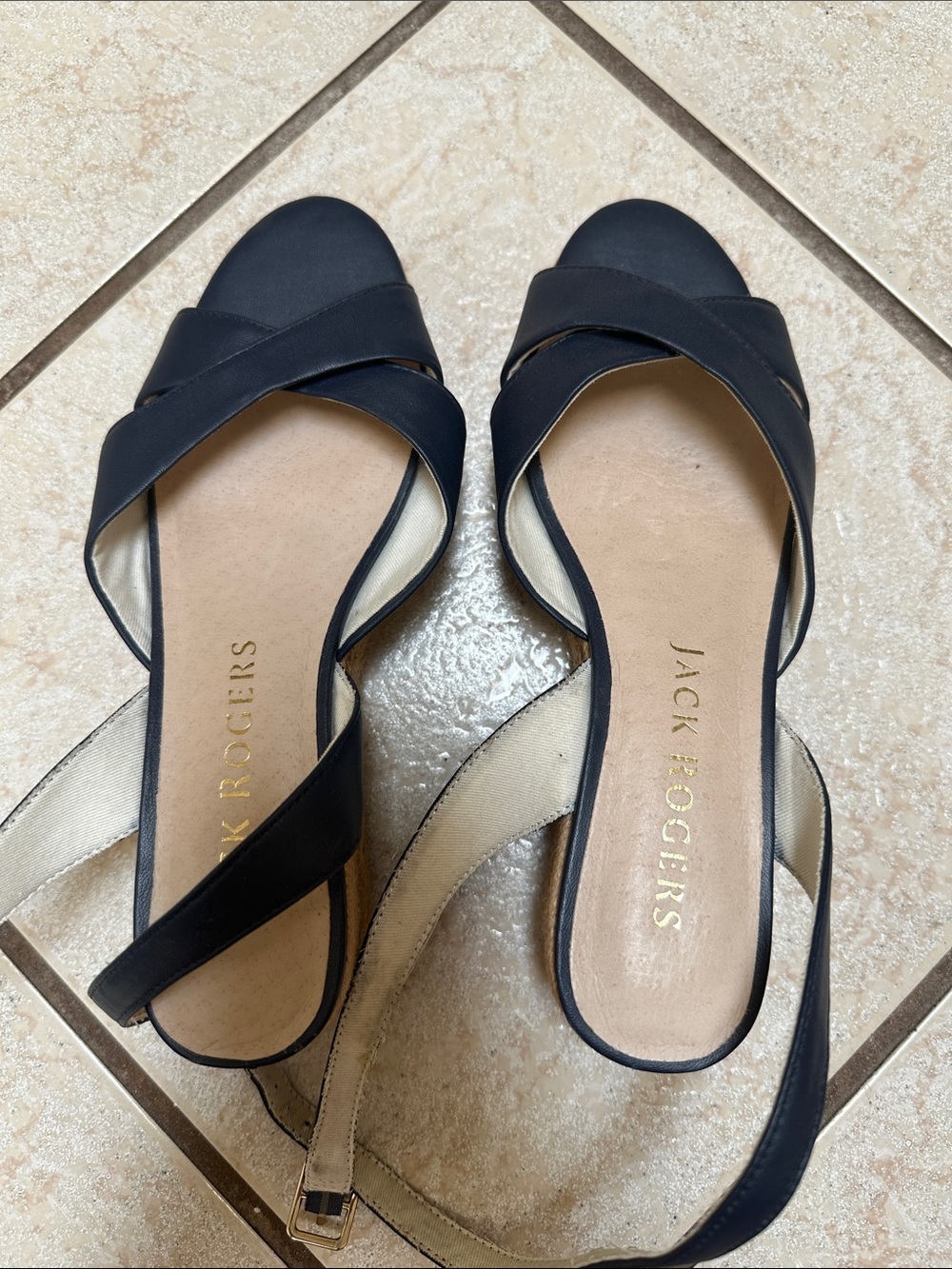 Jack Rogers Navy Crisscross Slingback Mules